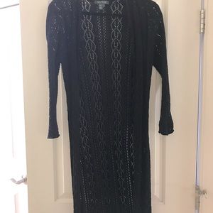 Lauren Ralph Lauren black sweater coat, open front, size M